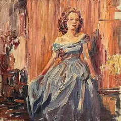 Lady in a Blue Dress by Ronald Ossory Dunlop, oil on canvas, offered May 2025