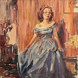 Ronald Ossory Dunlop, Lady in a Blue Dress, oil on canvas