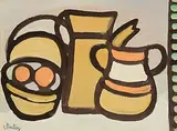 Still Life by Markey Robinson, gouache on board, sold May 2025