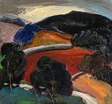 Peter Collis, Above Lough Dan II, oil on board
