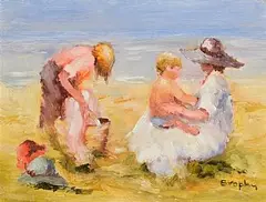 Beach Days by Elizabeth Brophy, oil on board, sold May 2025