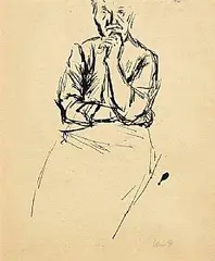Seated Woman by Colin Middleton, ink on paper, offered May 2025