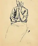 Colin Middleton, Seated Woman, ink on paper