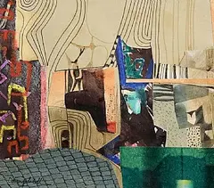 Interior by George Campbell, collage and mixed media, offered May 2025