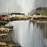 J.P. Rooney, Beside the Lake, Beneath the Trees, oil on board