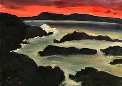 Peter Collis, View of Inisbofin from Cleggan Bay, oil on canvas