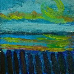 Landscape by Colin Middleton, oil on board, sold Mar 2025