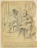 William Orpen, Charlie's Bar, 1928, pencil and charcoal on paper
