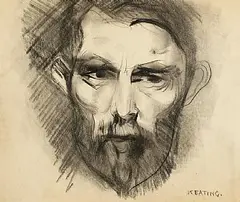Self Portrait by Seán Keating, charcoal drawing, sold Mar 2025