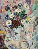Basil Rakoczi, Flowers on the Table, 1947, oil on card