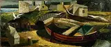 Colin Middleton, Fishing Village, oil on board