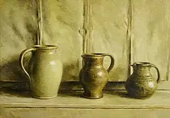 Rustic Trio by Mark O'Neill, 2005, oil on board, sold Mar 2025
