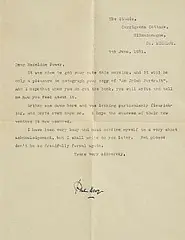 Paul Henry, Letter to Madeline Power, typed letter
