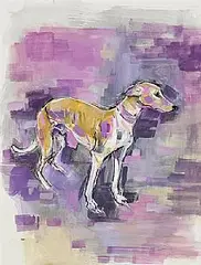 Study of a Greyhound by Basil Blackshaw, mixed media on card, sold Mar 2025