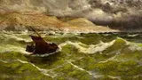 Thomas Rose Miles, Squally Weather, Blackgang Off the Catherines, oil on canvas