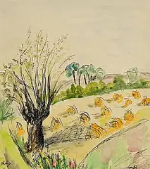 Mayo, Harvest time by Norah McGuinness, watercolour and ink on paper, sold Mar 2025