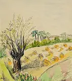 Mayo, Harvest time by Norah McGuinness, watercolour and ink on paper, sold Mar 2025
