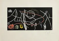 Gravures Pour une Exposition (plate 3 of 4) by Joan Miro Spanish, 1973, colour etching and aquatint on antique-white wove Arches paper - number 53 from an edition of 75 (plus 15 A/Ps & 5 HC), offered Mar 2025