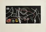 Joan Miro Spanish, Gravures Pour une Exposition (plate 3 of 4), 1973, colour etching and aquatint on antique-white wove Arches paper - number 53 from an edition of 75 (plus 15 A/Ps & 5 HC)