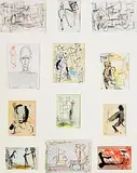 John Kingerlee, Untitled, twelve mixed media works on paper (framed as one)