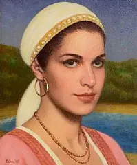 James Cahill, Girl with the Gold Necklace, oil on canvas board