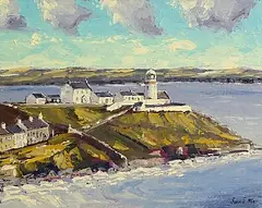 Roches Point Lighthouse by Ivan Sutton, oil on canvas board, sold Mar 2025