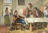 Francis William Topham, A Game of Chance, 1868, watercolour on paper