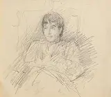 Seated Lady by John Butler Yeats, pencil on paper, sold Mar 2025