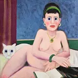 Jack Donovan, Nude with Cat, oil on board