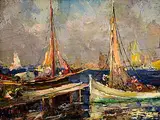 Samuel Connolly Taylor, The Harbour, Concarneau, oil on panel