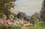Annette Elias, A Flowering Terrace, Puckaster, Isle of Wight, oil on canvas