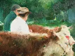 Herding the Cattle by Paul Kelly, oil on board, offered Mar 2025