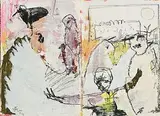 John Kingerlee, Figures in a Landscape, 2000, mixed media on paper