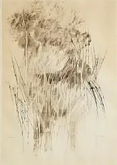 Holy Well 3 by Terence P. Flanagan, mixed media on paper, offered Mar 2025