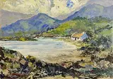 Gladys Maccabe, Cottages in the Mournes, oil on board