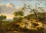 19th Century Continental School, After the Fair, oil on canvas