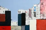 Michael Hales, Skyline- High Rise, Part VIII, encaustic and oils on birch ply