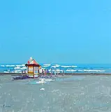 John Morris, Ice Cream Stand, Portmarnock, oil on board
