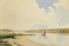 Frank McKelvey, Sailing on the Lagan, watercolour on paper
