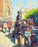 Norman Teeling, Molly Malone, Grafton Street, Dublin, oil on board