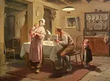 Alexander Rosell, Reading the News, oil on canvas