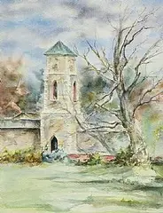 Mary Lohan, Tower House Walled Garden, watercolour on paper