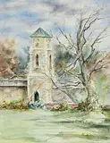 Mary Lohan, Tower House Walled Garden, watercolour on paper