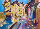 Brian MacMahon, Place St. Fransity, Nice, France, 2022, acrylic on canvas