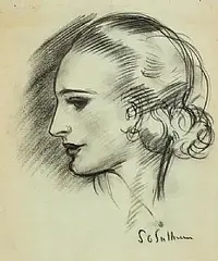 Seán O'Sullivan, Portrait of a Lady, charcoal on paper