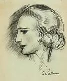 Seán O'Sullivan, Portrait of a Lady, charcoal on paper