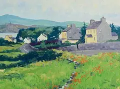 Brett McEntaggart, Houses at Crookhaven, West Cork, oil on board