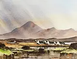 Val Byrne, Turf Reeks Under The Diamond Hill, Co. Galway, watercolour on paper
