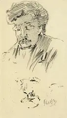 Portrait of G.K. Chesterton by Paul Henry, 1904, black chalk on paper, sold Jan 2025