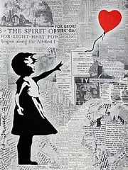 Thierry Guetta, Balloon Girl, 2020, unique silkscreen and mixed media
